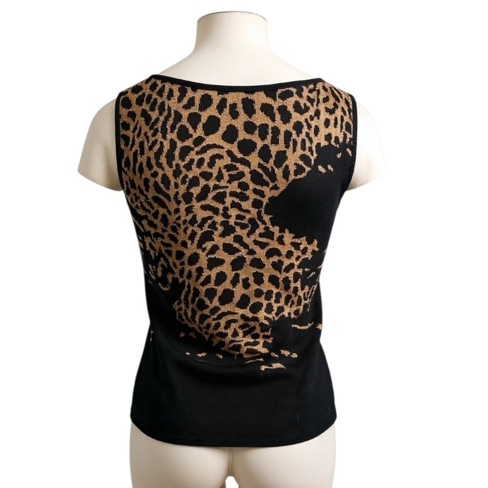 Vintage Escada Leopard Twin Set | Amber Rhinestone Sparkle Shell + Cardigan - Picture 5 of 14